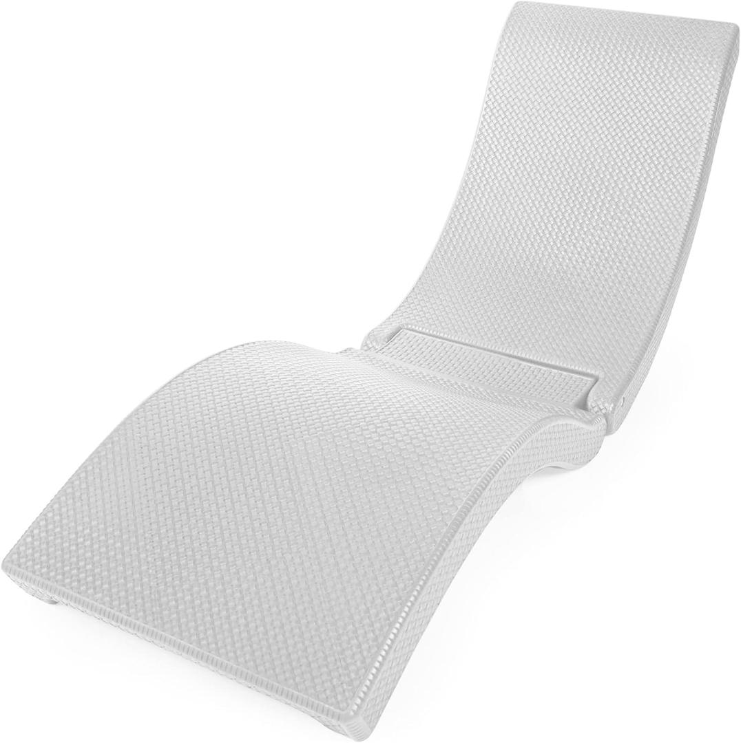 Pool Mate Luxury Swimming Pool Patio Chaise Lounge Chair, White Large