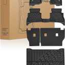 3W Floor Mats & Cargo Liner & Backrest Mats for Jeep Wrangler 4XE 2021-2024 2025 (Non JL/JK), All Weather TPE Rubber Heavy Duty Wrangler 4XE Accessories (Hybrid & 4 Door with Subwoofer)