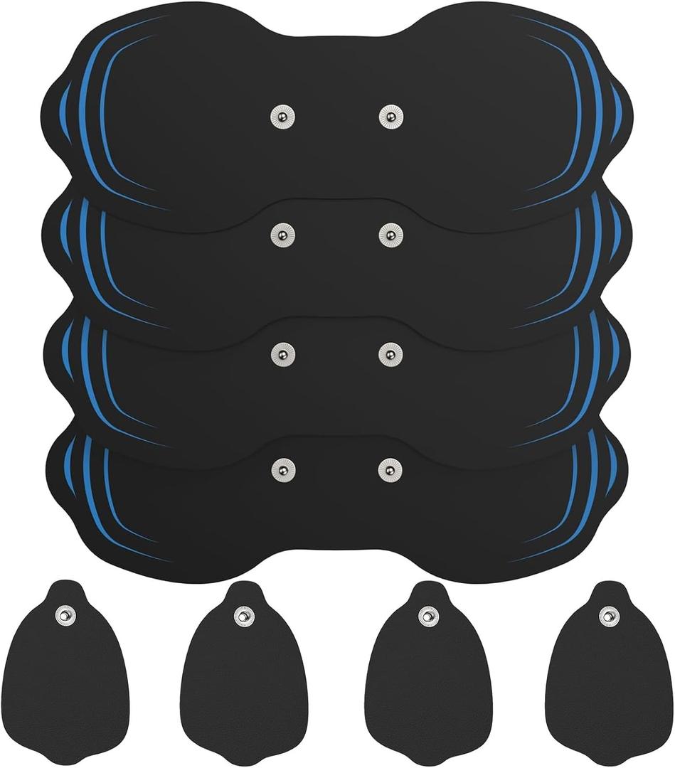 Tens Unit Electrode Pads 4 Pack - 7.14 in x 2.9 in Tens Unit Replacement Pads - Standard 3.5mm Snap-on Connectors Tens Unit Pads - Compatible with 571C and 023B Wireless TENS Unit
