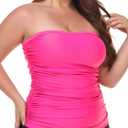 Ocean Blues Women's Strapless Bandeau Tankini Top Tummy Control Bathing Suit Top Only (4X-Large, Hot Pink)