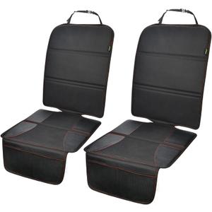 PIDO Car Seat Protector for Child Seat, 2 Pack Carseat Protectors with Waterproof Fabric and Non-Slip Backing, Thick Padding Seat Covers for Car Seats, Black with Red Stitching