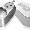 Leffis 40X Jewelers Loupe Magnifier Magnifying Glasses, LED/UV Illuminated Jewelry Loop Pocket Folding Magnifying Glass with Metal Construction for Close Work, Gardening, Kids, Stamp, Rock Collecting (1 Pack)