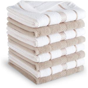KitchenAid Albany Dishcloth 8 Pack Set, Milkshake/White, 12"x12" (Small)