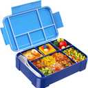 Jelife Bento Lunch Box for Kids - 1450ml Leakproof Kids Bento Box 6 Compartments Toddler Lunch boxes with Silverware for Back to School, Reusable LunchBox Snack Container for Daycare (Bentgo-Blue)