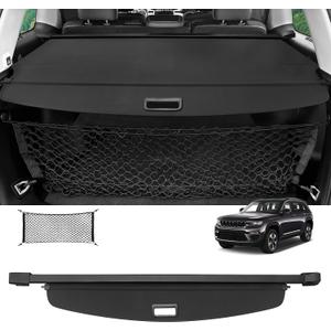 Sze Cargo Cover for 2022 2023 2024 2025 2026 Jeep Grand Cherokee (2 Row; WL) 4XE Retractable Trunk Cover Black Rear Trunk Security Cover Shielding Shade Waterproof-New Upgrade