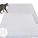 16 Pack Cat Repellent Outdoor Mat Cats Dogs Plastic Bendable Spiked Deterrent Training Repellent PET Mats with Spikes for Indoor Outdoor Supplies, 18.3 Square Feet, 16 x 13 Inch(Clear)