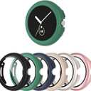 Case for Pixel Watch 2 (2023)/ Pixel Watch 1 - 6-Pack Hard PC Shockproof Bumper Cover with Tempered Glass Screen Protector (Black/Green/Dark Blue/Starlight/Pink/Rose Gold)