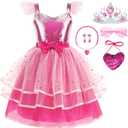 Pink Cosplay Costume for Girls Halloween Birthday Party Dress up Outfits with Accessories, 2-3T