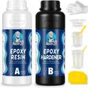 UncleResin 32oz Epoxy Resin Kit - Easy Mix 1:1 Crystal Clear Epoxy Resin Self Leveling No Yellowing No Bubble Casting Resin for Art Crafts, Jewelry Making, Wood & Resin Molds