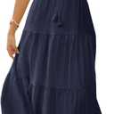 Fisoew Women's Spaghetti Strap Maxi Dress Summer Sleeveless Side Cut Out Dress Casual Boho Backless Flowy Long Dresses (Medium, Navy Blue)