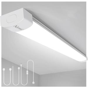 LED Shop Light Fixture 4FT Plug in Ceiling Lights Linkable LED Tube Light 5000K Plug in Light Fixture for Bathroom Garage Overhead with ON/Off Switch, 4ft/1pcs