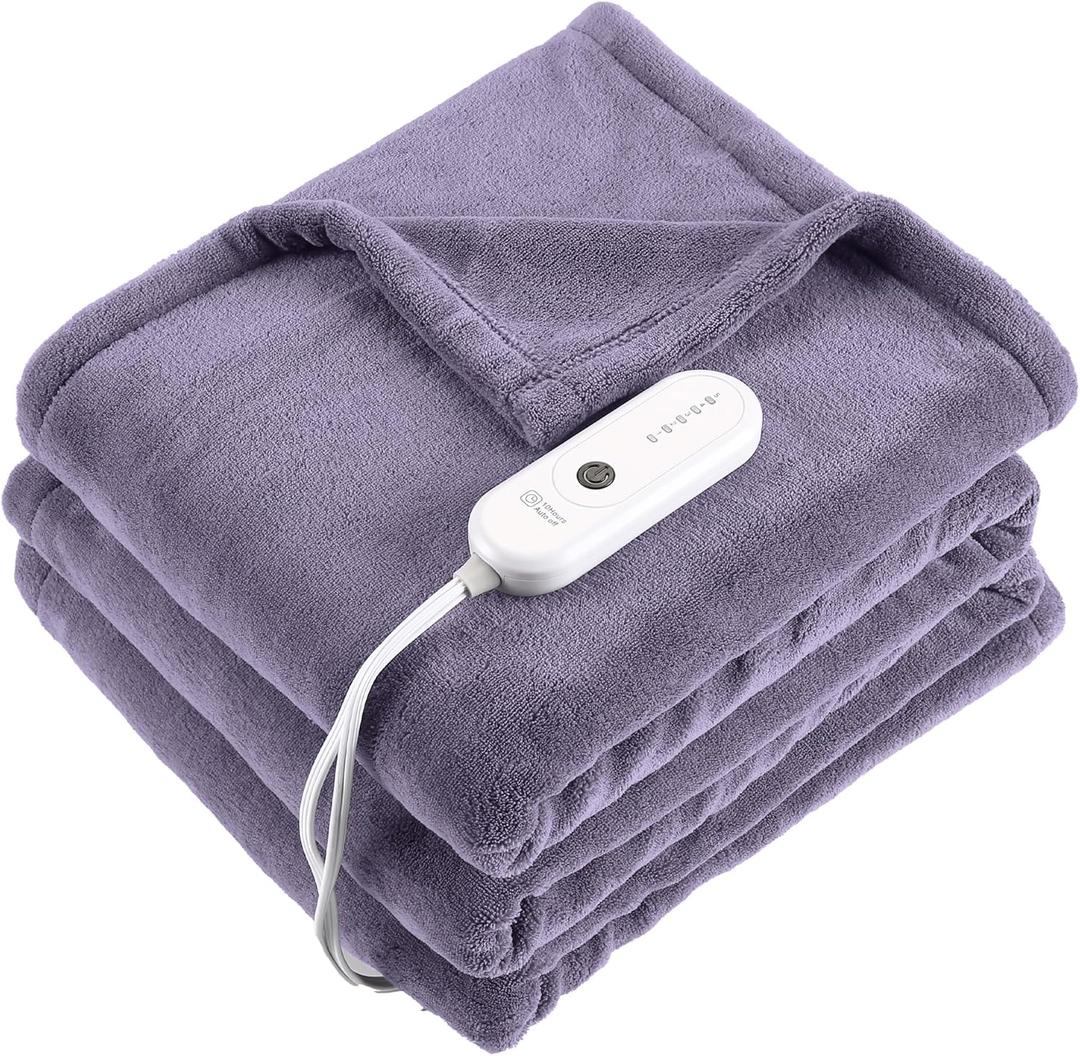 Electric Blanket Twin Size - 62"x84" Heated Blanket with Overheating Protection, Extremely Cozy Soft Fast Heating with 5 Levels & 10 Hours Auto Off, Lavender Purple
