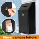 Metal Locking Mailbox Wall Mounted RustMail Case Lockable Mail Letterbox Suggestion Box for Home Office Outdoor Door, 10.24 x 5.71 x 2.75 Inch (Black)