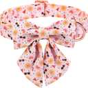 ARING PET Summer Dog Collar-Cute Dog Collar with Sailor Bowtie, Adjustable Cotton Sun Dog Collars with Metal Buckle