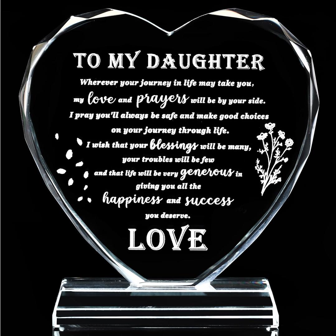Qianwei Daughter Birthday Gift Crystal Gift for Daughter Heart Mother Daughter Gift Keepsake Graduation Birthday, Wedding, Engagement, Valentine's Day, and Christmas Gifts for Daughter