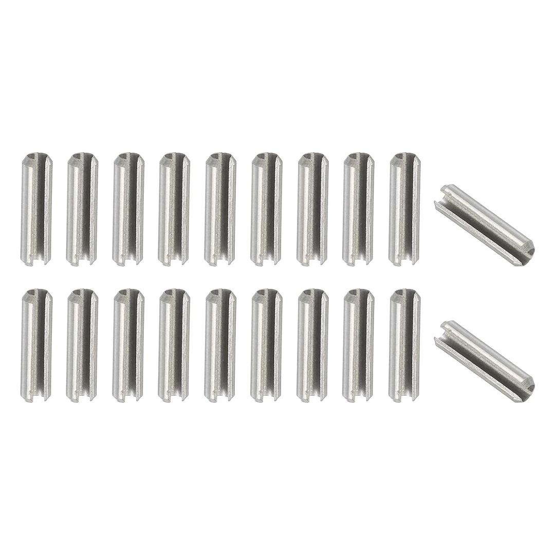 PATIKIL Slotted Spring Pin, 20 Pcs 3/16" x 3/4" (5.3mm x 20mm) 304 Stainless Steel Split Roll Pins Spring Dowel for Home Improvement Automotive Machine Repair, Silver
