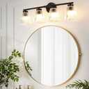 ocioc 4-Light Vanity Light with Striped Glass Shade, Bathroom Lighting