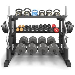 3-Tier Dumbbell Rack, 1200LB Capacity Adjustable Weight Rack for Home Gym, Heavy-Duty Weight Stand for Dumbbells Kettlebells & Weight Plates(Rack Only) Missing Parts