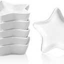 DELLING Star Soy Sauce Dish Dipping Bowls/Dish, Ceramic Dipping Sauce Cups for Soy Sauce, Sushi Sauce, Condiment, BBQ, Small Pinch Bowls, Set of 6, White, 1.3 Oz