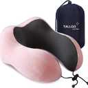 TALLGO Travel Pillow, Best Memory Foam Neck Pillow Head Support Soft Pillow for Sleeping Rest, Airplane Car & Home Use (Pink)
