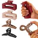 4 PCS Cloud Claw Clips for Women, Unsnappable Flexible Soft Clips, Strong Hold Hair Claws - Non-slip & Durable Rectangle, Cozy Hair Clip for Thick Curly Hair, All-Day Comfort, Valentine's Day Gift