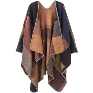 Women's Shawl Wraps Open Front Poncho Cape Oversized Sweaters Casual Cardigan Shawls for Fall Winter (Series 1-khaki)