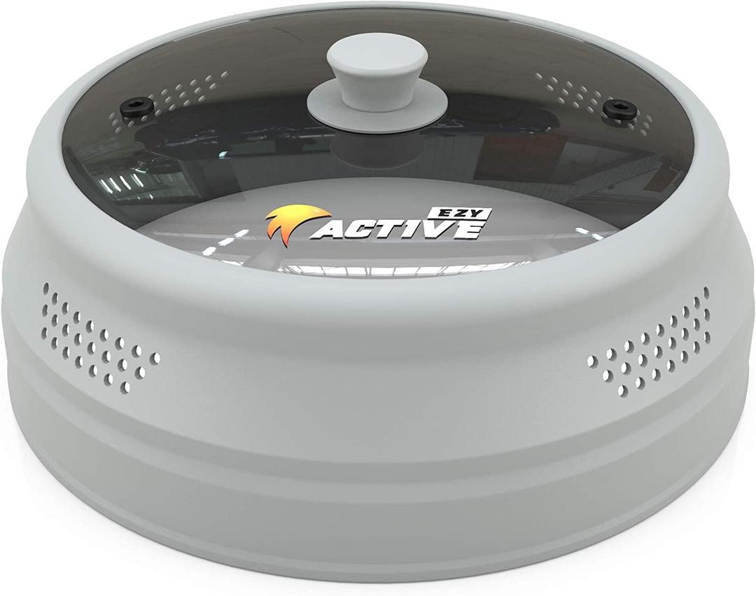 Collapsible Microwave Cover for Food - Silicone and Glass Splatter Guard Lid for 6-12 inch Plates & Bowls, Dishwasher Safe, Heat Resistant, BPA-Free, Gray