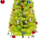 6 Ft Christmas Tree, Bendable Artificial Christmas Tree for Indoor Outdoor with Lights Decorations Balls Christmas Holiday Decor for Home Office Street