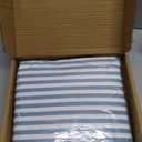 Amazon Basics Lightweight Super Soft Easy Care Microfiber 4 Piece Bed Sheet Set With 14-inch Deep Pockets - Queen, Dusty Blue Pinstripe,Printed