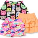 Amazon Essentials Girls and Toddlers' Knitted Ruffle Scooter Skorts with Elastic Waist and Shorts, Multipacks (2T)