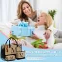 YOOLIFE Mothers Day Gifts - Initial Jute Tote Bag & 2 Makeup Bags Personalized Gifts for Women Teacher Mom Friend Birthday