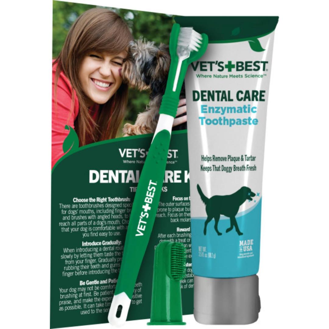 Vet's Best Dog Toothpaste & Dog Toothbrush, Dental Kit, Plaque Remover for Teeth, Whitens Teeth, Freshens Canine Breath, Veterinarian Formula, Finger Toothbrush Included (3.5 Fl Oz (Pack of 1))
