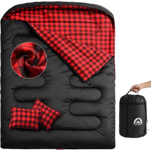 Swtmerry Double Sleeping Bag for Adults with 2 Pillows, Big&Tall XL Queen Size Sleeping Bag for 2 Person, Waterproof 2 Person Sleeping Bags for 3 Seasons,Cold Weather&Warm,Camping,Hiking & Backpacking