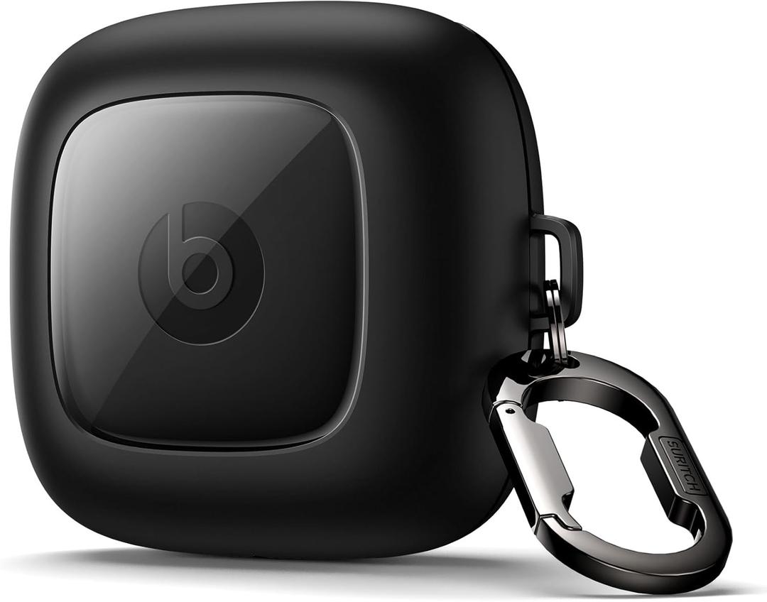 SURITCH for Powerbeats Pro Case Cover, Shockproof Magnetic Cases for Beats Powerbeats Pro Wireless Earbuds, Protective Cover with Magnetic Lid Lock & Carabiner, Full-Body Drop Protection, Black