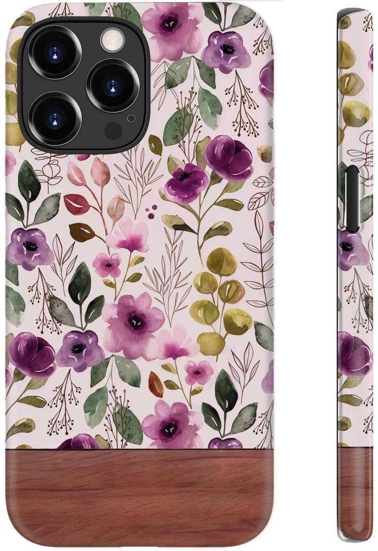 STARVIP for iPhone 16 Pro Max Case Cute – Wireless Charging Compatible – Dual-Layer Shockproof Protection with Stylish Wildflower Design – Protective Cover for Women - Custom Floral Wallpaper