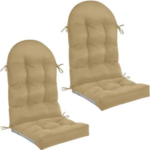 Geelin 2 Pcs Outdoor Patio Chair Cushion Thick High Back Adirondack Chair Cushion Tufted Weather & Fade Resistant Anti-Slip Outside Rocking Chairs Pads with Ties 44 x 19 x 4 Inch (Brown)
