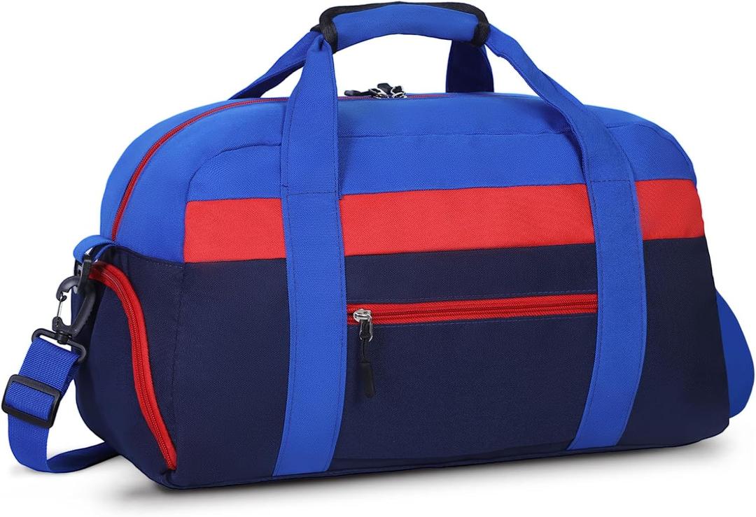 WOOMADA Kids Duffle Bag for Boys or Girls, Kids Overnight Bag with Shoe CompartmentWet Pocket, Ideal for School Practice, Sports, Travel(navy blue)
