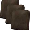 Couch Cushion Covers Leather-Look 3PC Stretch Sofa Seat Slipcover Sets for Living Room Individual Sofa Cushion Cover Couch Seat Protectors, Pet-Friendly, Non-Slip, Easy Fit - Coffee