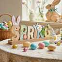 4 x Elegant Handcrafted Easter Home Decor - Made with German MDF Wood, Ideal for Indoor Spring, Fireplace Mantel, Table, Tiered Tray, and Bunny Farmhouse Style Decor (Spring)