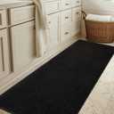 Bathroom Runner Rugs, Thin Absorbent Non-Slip Bath Mat, Quick Dry Low Pile Mats for Bathroom Floor Front of Bathtub,Shower Room,Sink,24"72",Black