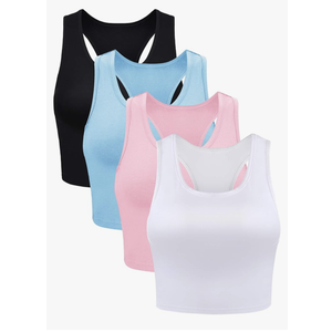 Boao 4 Pieces Basic Crop Tank Tops Sleeveless Racerback Crop Top for Women, Large