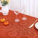 misaya Rectangle Thanksgiving Tablecloth, Waterproof Jacquard Fall Table Cloth, Damask Cloth Table Cover for Harvest Decor (52" x 70", Rust Vine Pattern) (Terracotta)