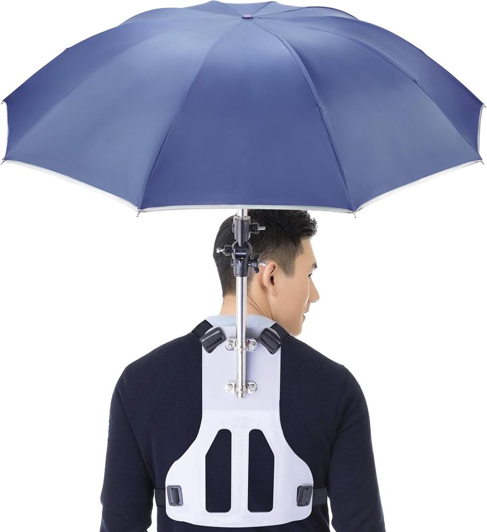 Handles Free Strap On Wearable Self Umbrella Sun UV Rain Blocker Fishing Outdoor Camping Use Running Jogging Canoe Kayak Shade Avoid Skin Problems Caused By Sunlight | Blue