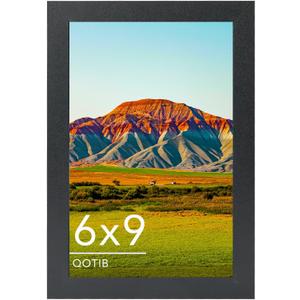 6x9 Picture Frame Black for Wall Mounting or Tabletop, Wood 6 x 9 Frame Photo Frame for Wall Hanging Horizontally or Vertically, Black, 1 Pack