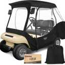 10L0L 4 Passenger Golf Cart Enclosure, Drivable Rain Cover (Short Roof 56-59" with Bench) for Club Car DS, Windproof Waterproof Portable 4-Sided Clear Window & Durable YKK Door Zipper