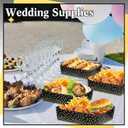 Hushee 50 Pack Party Supplies 5 lb Black and Gold Circle Dot Food Nacho Boats Disposable Polka Dot Snack Trays for Birthday Wedding Bridal Shower Supplies