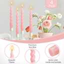 Pink Candlesticks Short Taper Candles - 7 inches Funky Candle Sticks Spiral Tapered Candles Twisted Candles for Home Dcor Dinner Weddings Women Gifts (2D4PC-PINK)