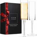 ELIXIR GLASSWARE Champagne Flutes - 6 oz - Set of 2 Crystal Glass Flutes, Hand Blown Edge Champagne Glasses - Premium Crystal Champagne Glasses - Wedding Gifts for Couples, Engagement Gift 