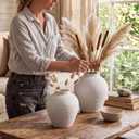 2 Pack Large White Ceramic Vase Set 10.8 Inch Zen Style Vase