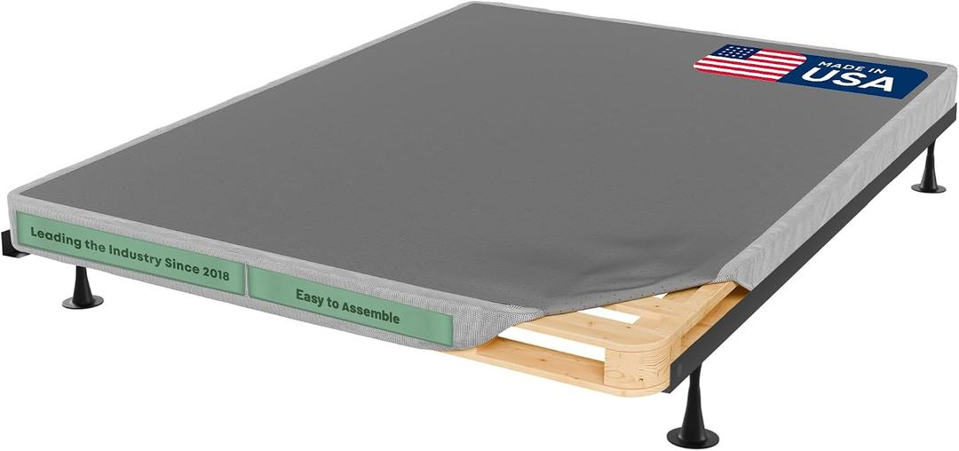 4.5” Full XL Box Spring Only for Full XL Size Bed – Amish-Made in The USA – Solid Wood Mattress Foundation with Stable & Quiet Support – Flat-Packed & Easy Assembly